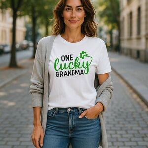 Celebrate brand white tee with cute sayings on it! St. Patty’s day ready…